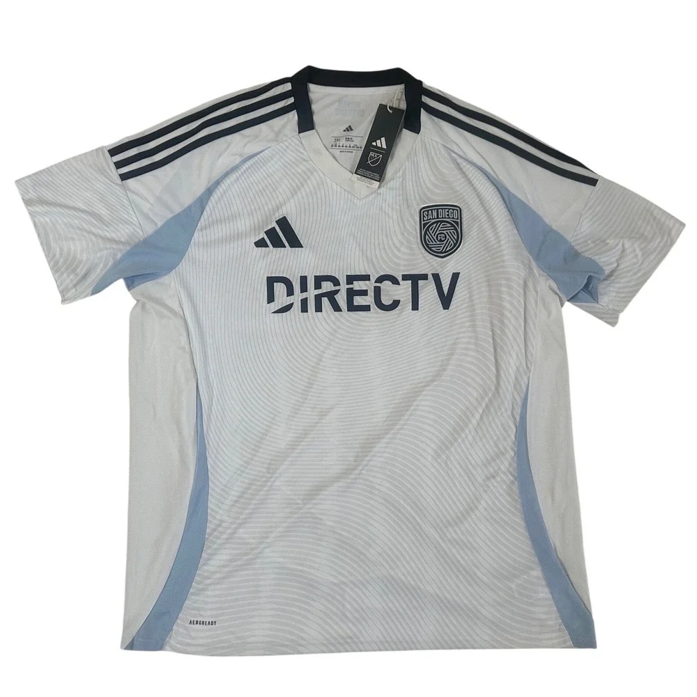 Adidas San Diego FC Jersey Mens 2XL White New Slim Fit DirecTV Soccer Shirt